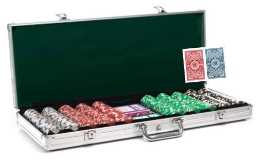 Kem Poker Chip Set: 500 11.5 Gram Dice Chips in Aluminum Case with Kem Narrow Decks main image